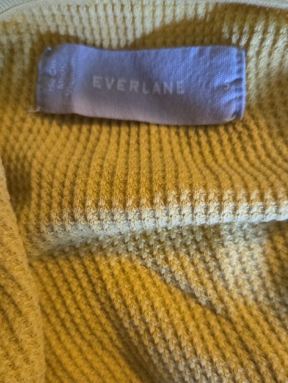 Everlane Mustard Waffle Henley Long Sleeve Top - Picture 6 of 7